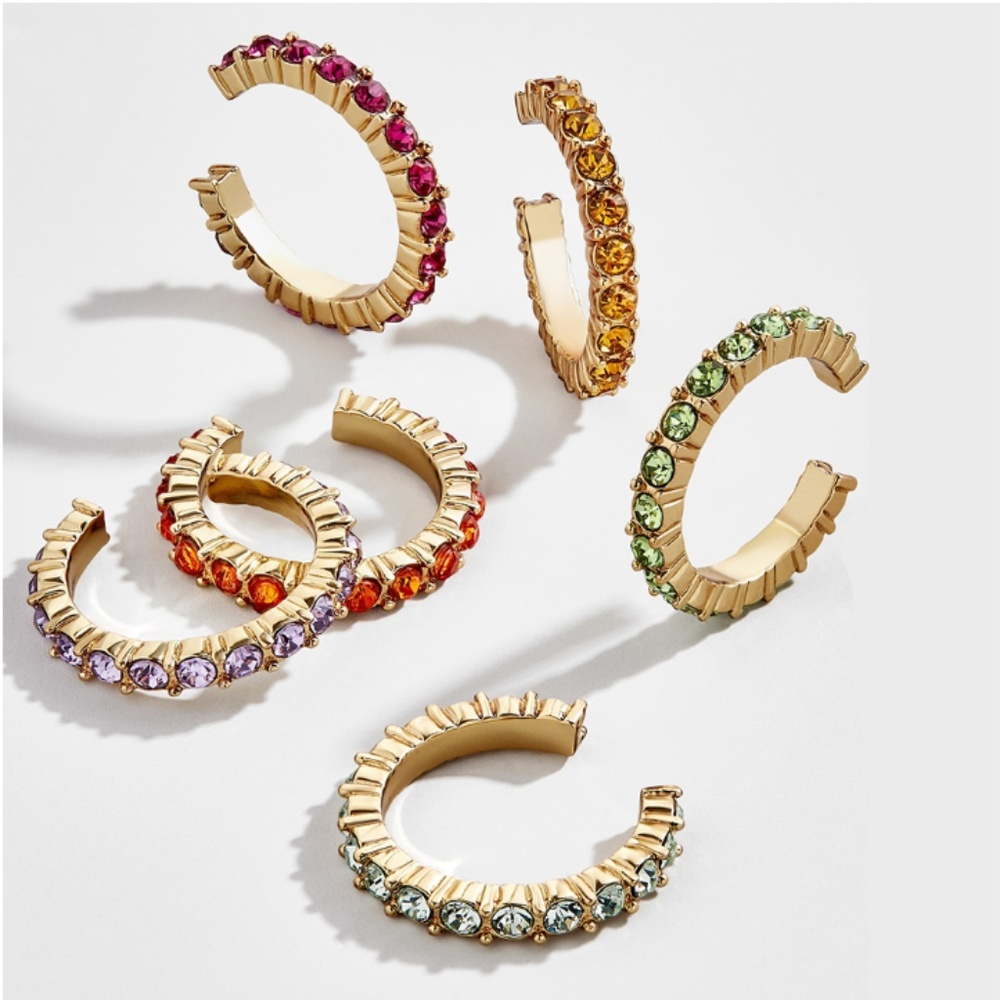 Set of 6 Rainbow Ear Cuff Earrings (No Pierce)